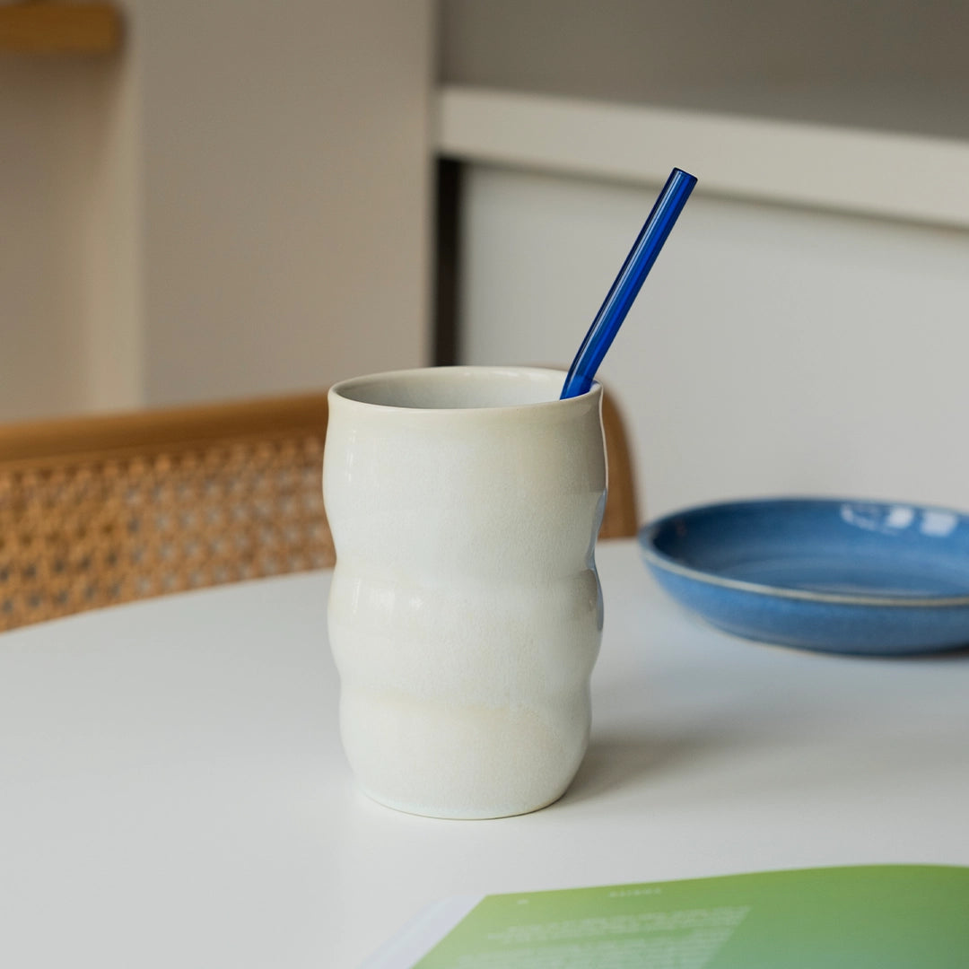 Stoneware Lungo Bardak - İnci Beyaz