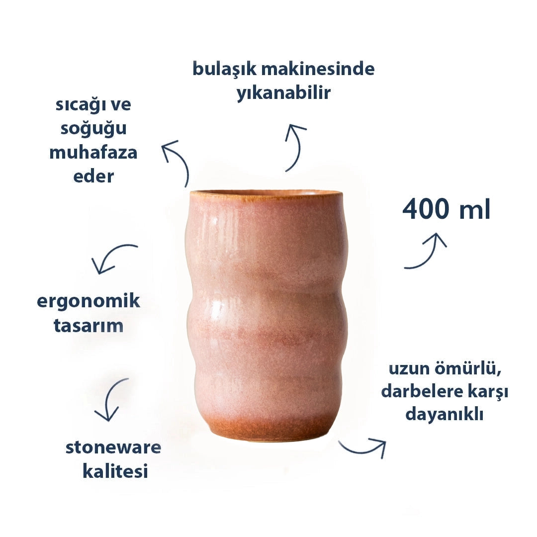 Stoneware Lungo Bardak - Gonca Pembe