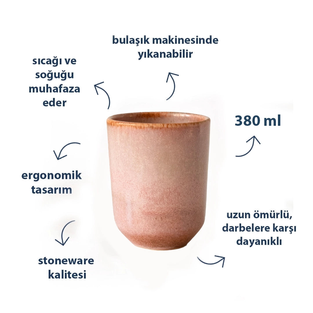 Stoneware Tumbler Bardak - Gonca Pembe