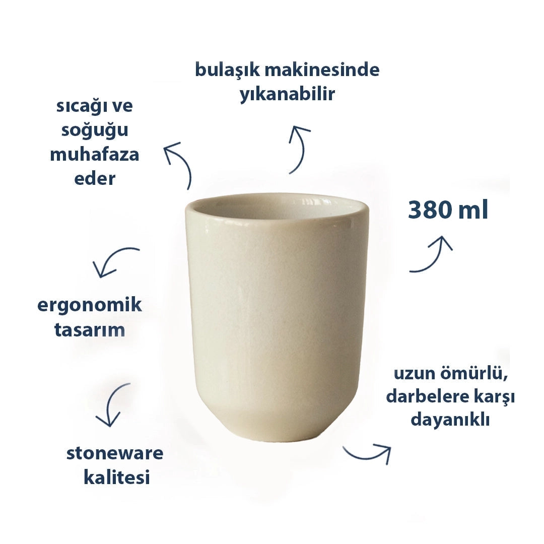 Stoneware Tumbler Bardak - İnci Beyaz