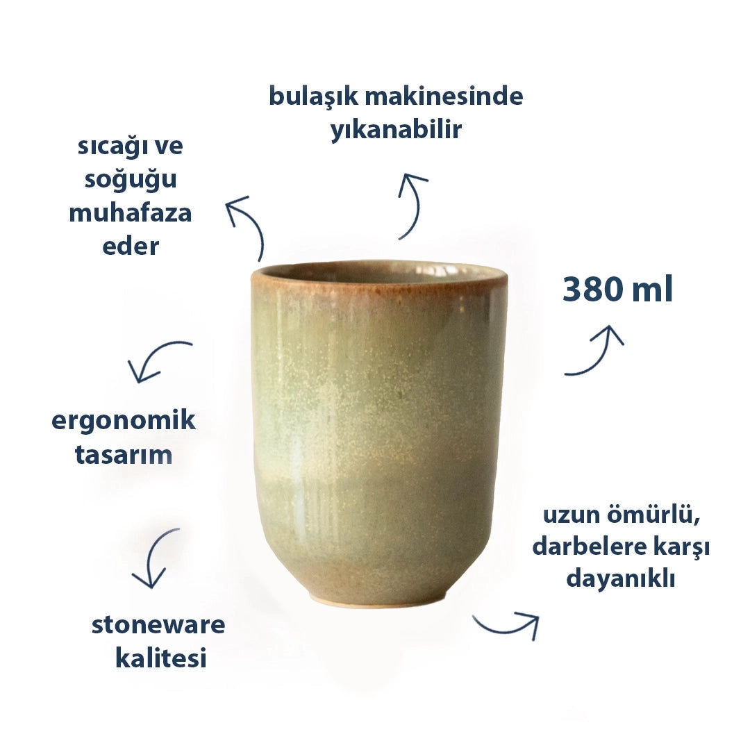 Stoneware Tumbler Bardak - Müdavim Yeşil