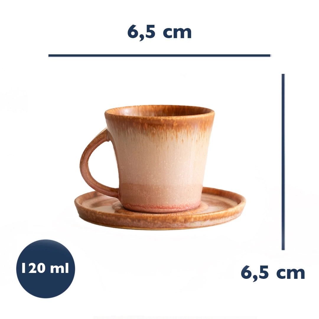 Stoneware Türk Kahvesi Fincanı - Gonca Pembe