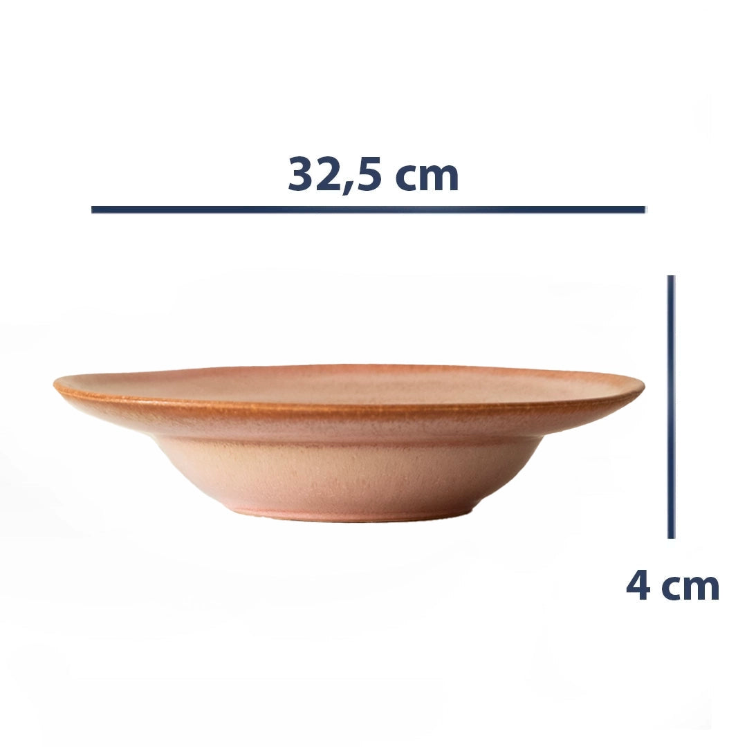 Stoneware Makarna Tabağı - Gonca Pembe