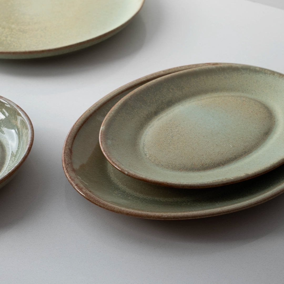 Stoneware Küçük Oval Tabak - Müdavim Yeşil