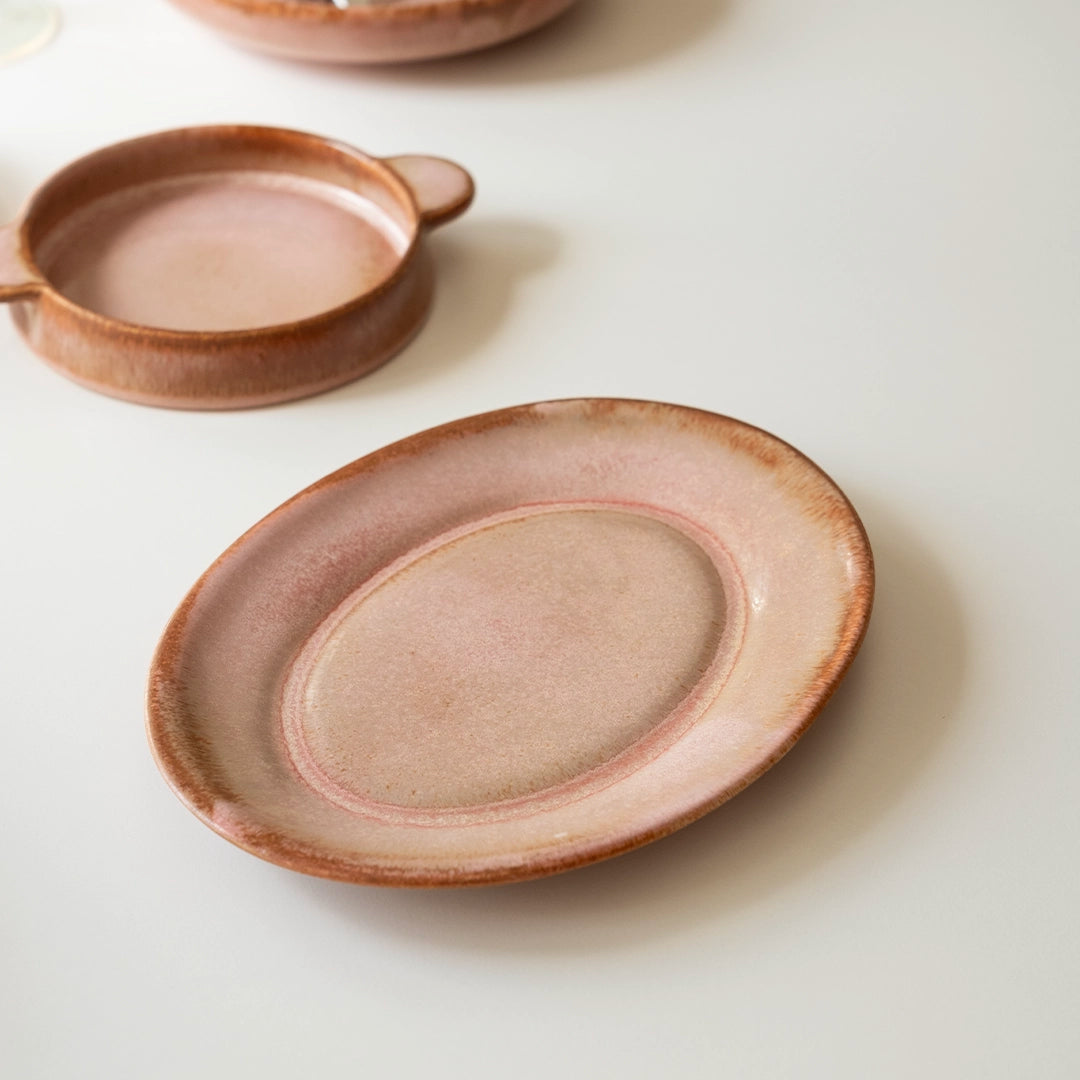 Stoneware Büyük Oval Tabak - Gonca Pembe