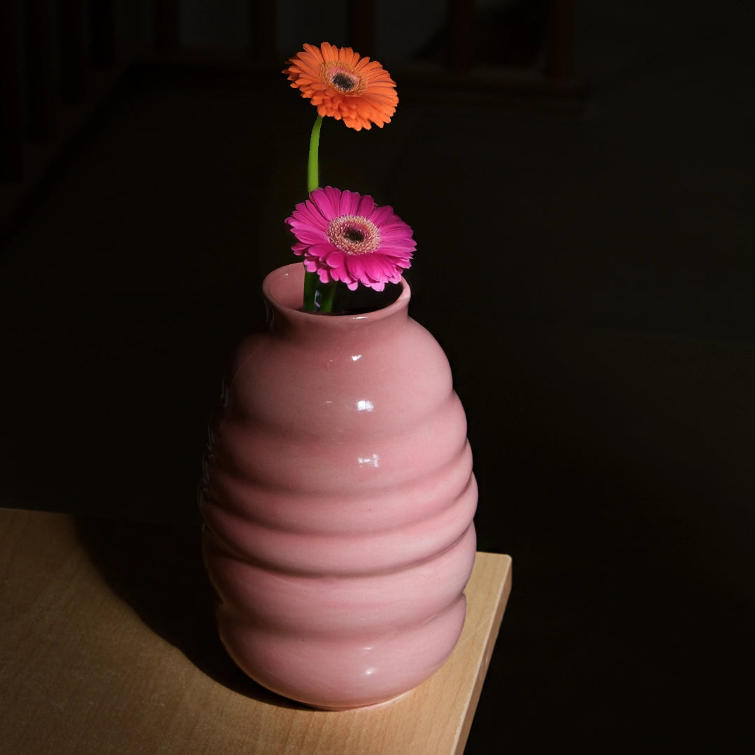 Stoneware Bombeli Vazo - Pembe