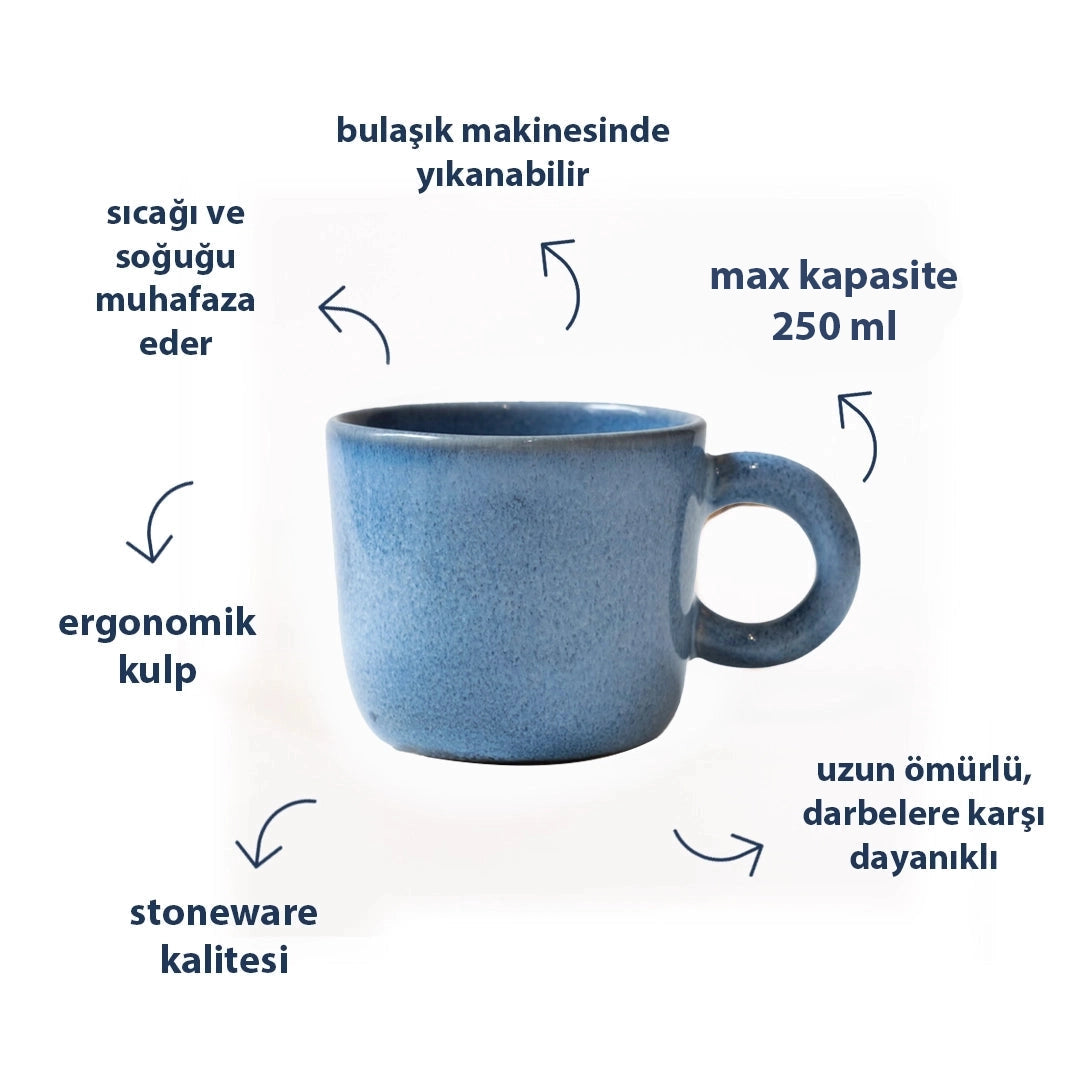 Stoneware Kupa - Sayfi Mavi