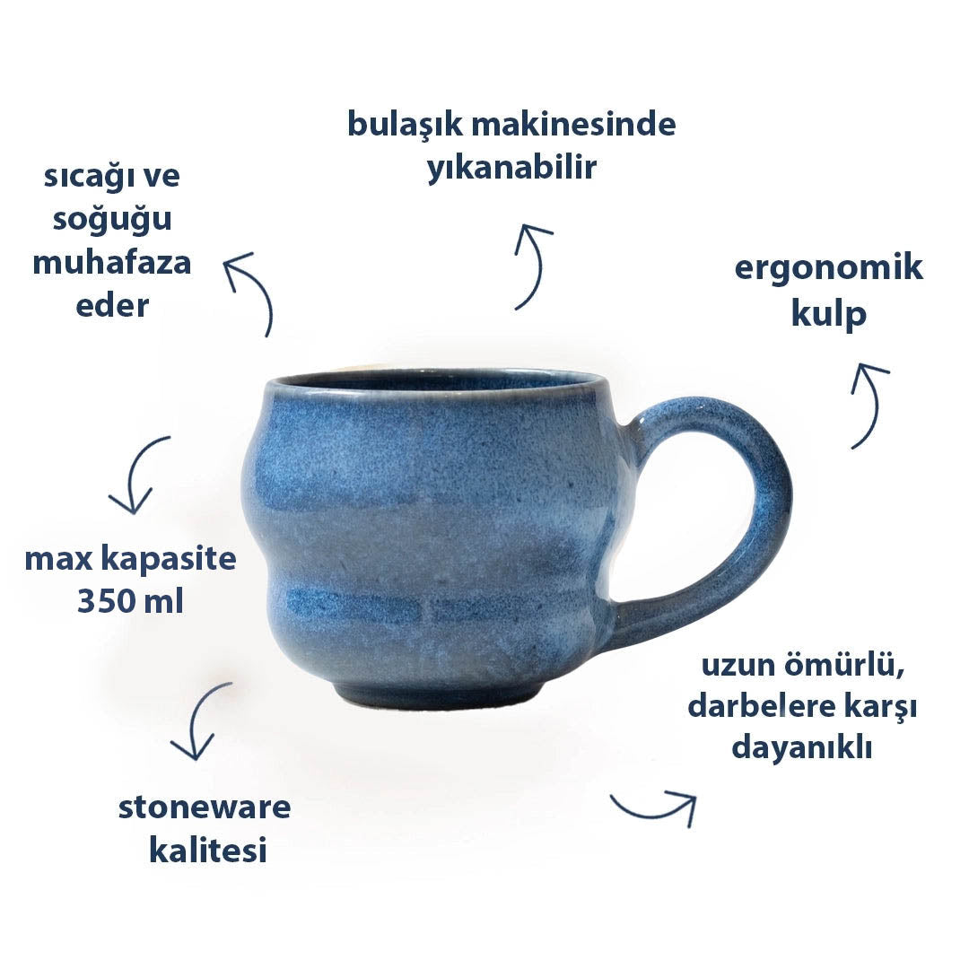 Stoneware Büyük Kupa - Sayfi Mavi