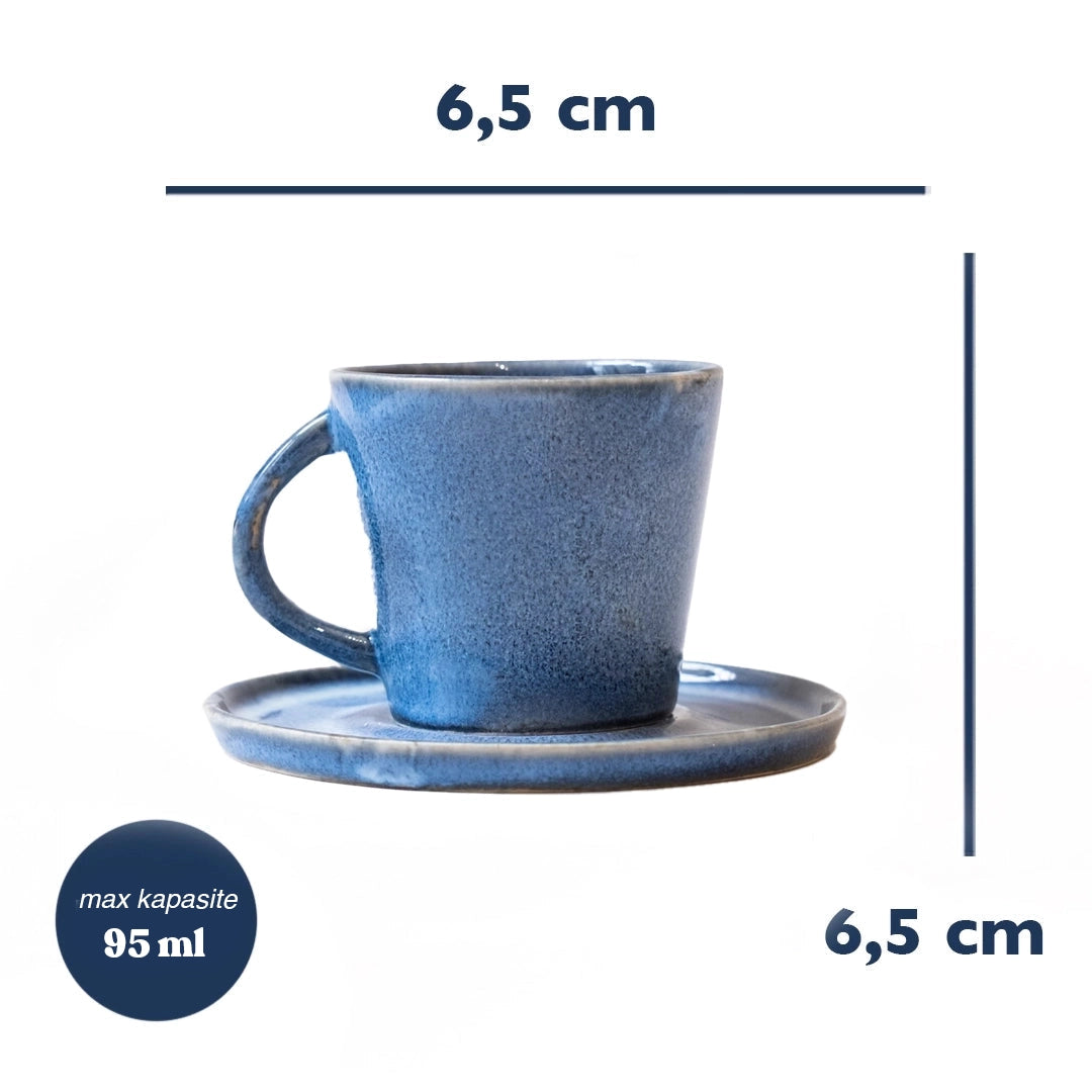 Stoneware Türk Kahvesi Fincanı - Sayfi Mavi