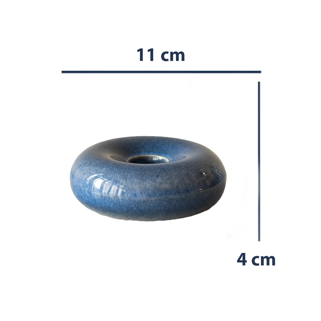 Stoneware Donut Şamdan - Sayfi Mavi