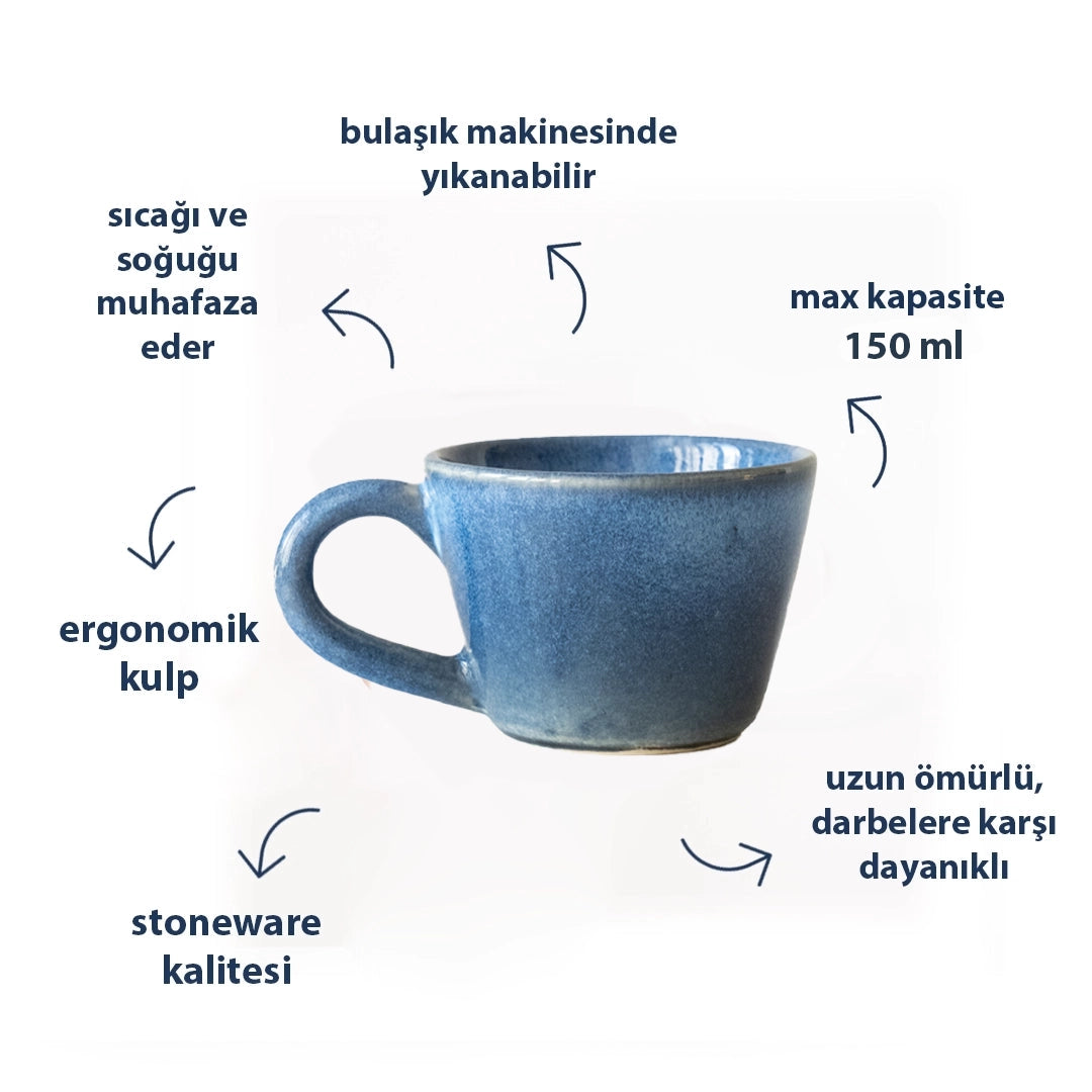 Stoneware Küçük Boy Kupa - Sayfi Mavi