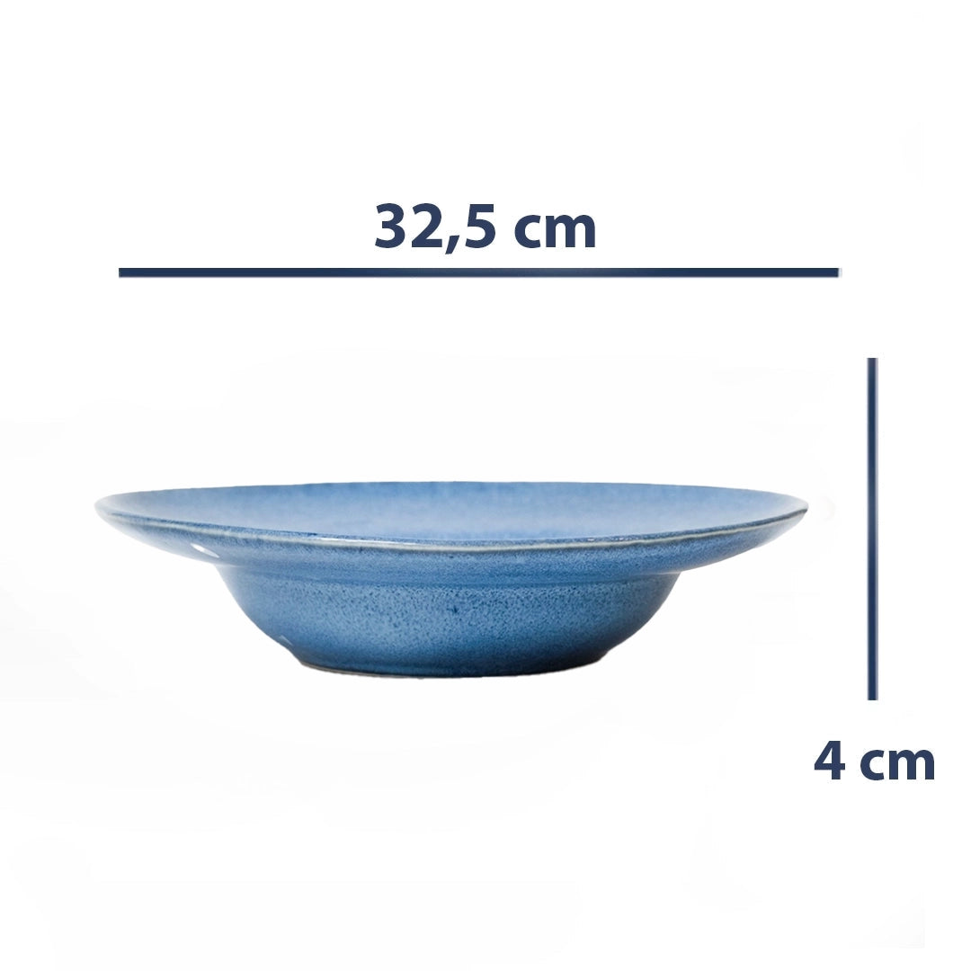 Stoneware Makarna Tabağı - Sayfi Mavi