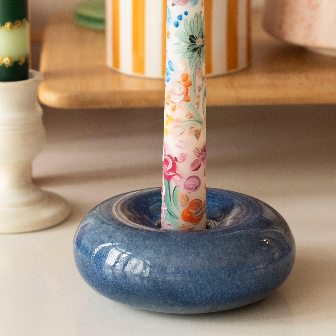 Stoneware Donut Şamdan - Sayfi Mavi