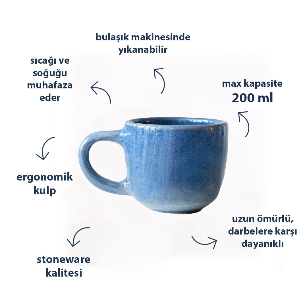 Stoneware Orta Boy Kupa - Sayfi Mavi