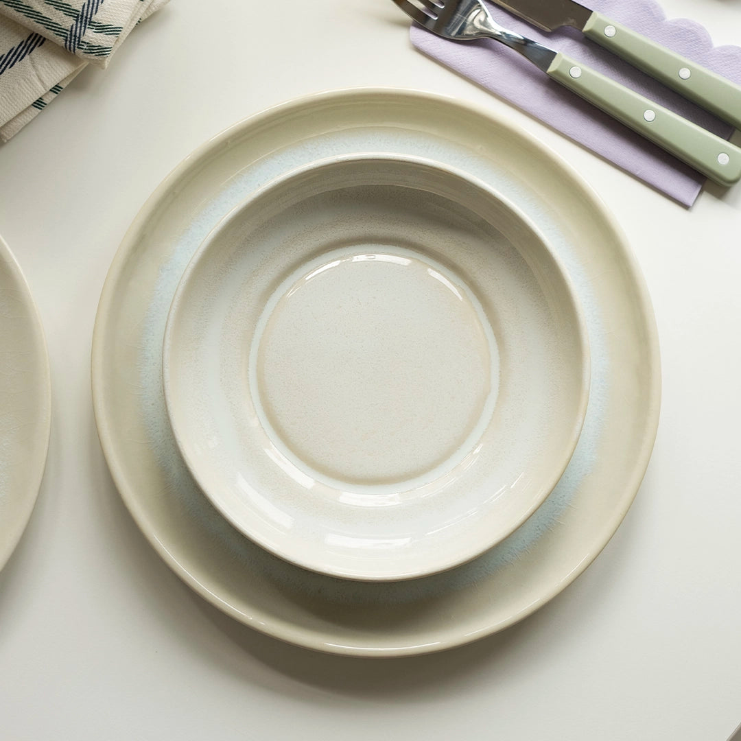 2 Kişilik Stoneware Yemek Takımı - İnci Beyaz