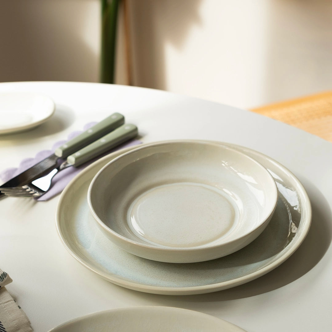 2 Kişilik Stoneware Yemek Takımı - İnci Beyaz