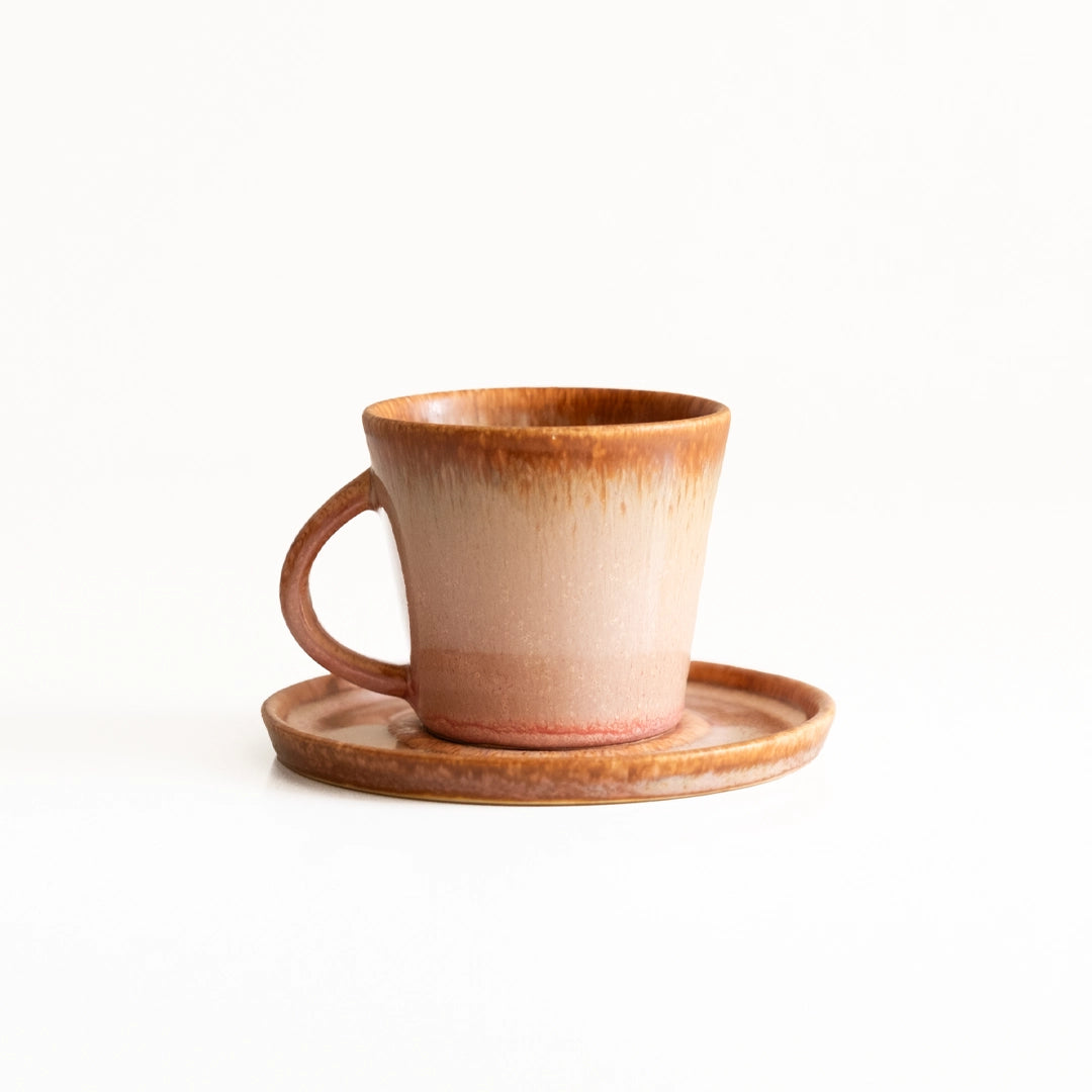 Stoneware Türk Kahvesi Fincanı - Gonca Pembe