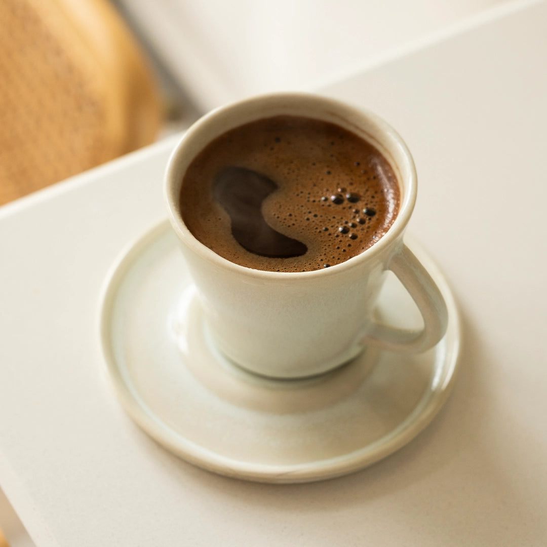 Stoneware Türk Kahvesi Fincanı - İnci Beyaz