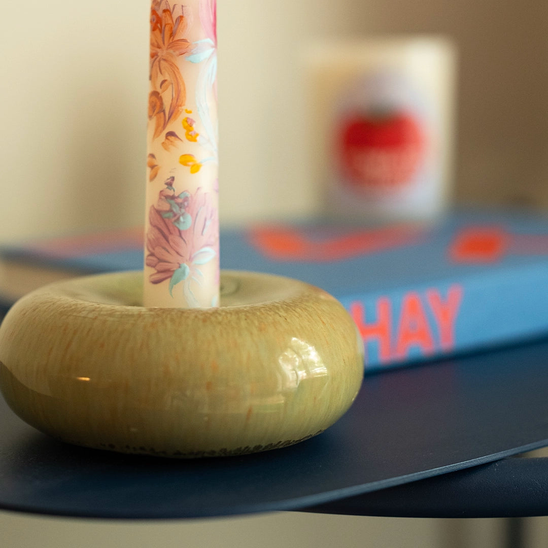 Stoneware Donut Şamdan - Müdavim Yeşil