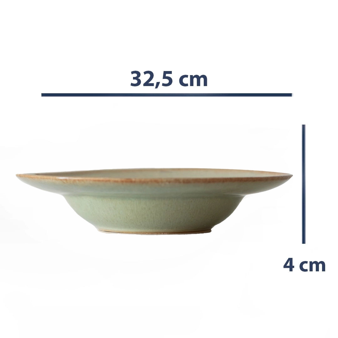 Stoneware Makarna Tabağı - Müdavim Yeşil