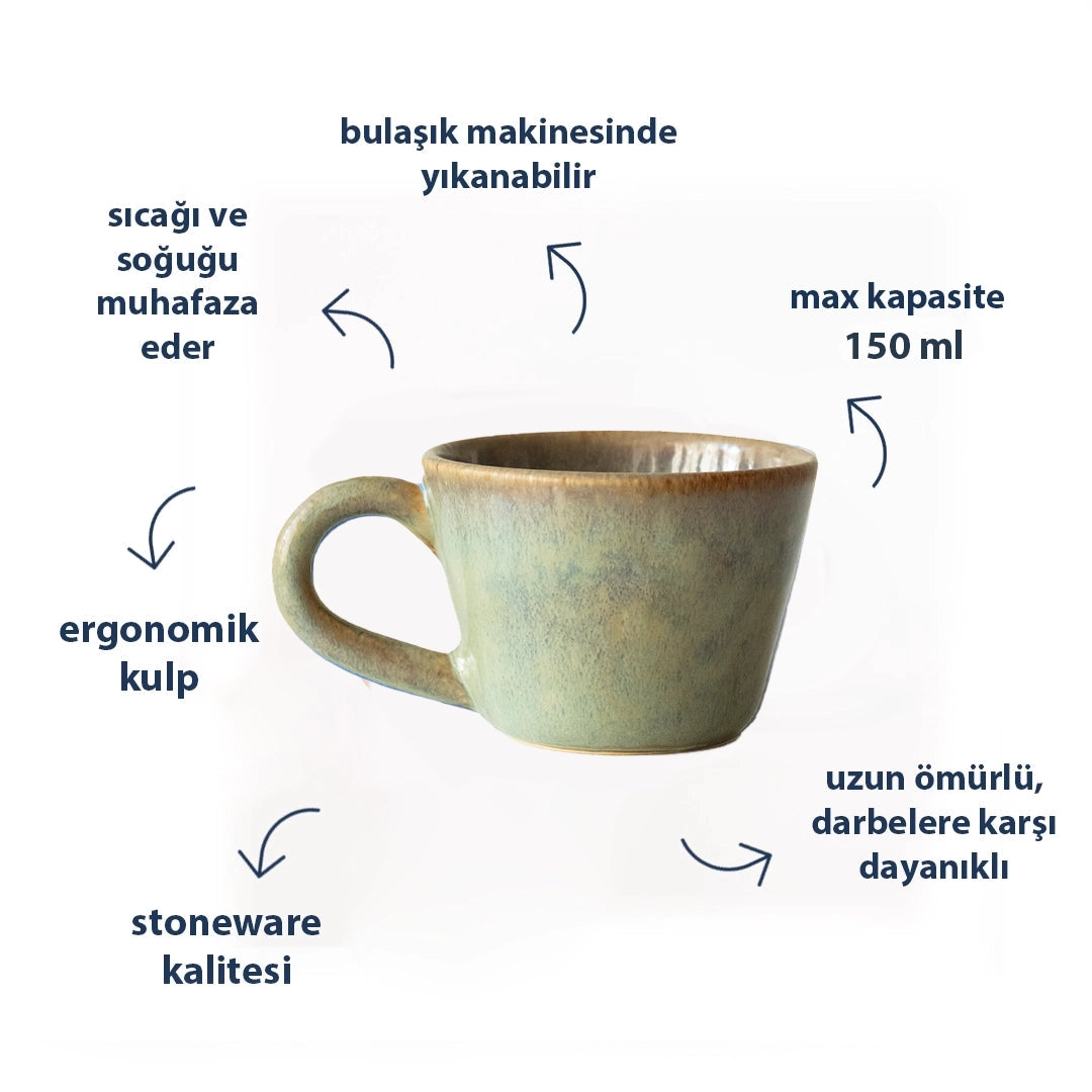 Stoneware Küçük Boy Kupa - Müdavim Yeşil