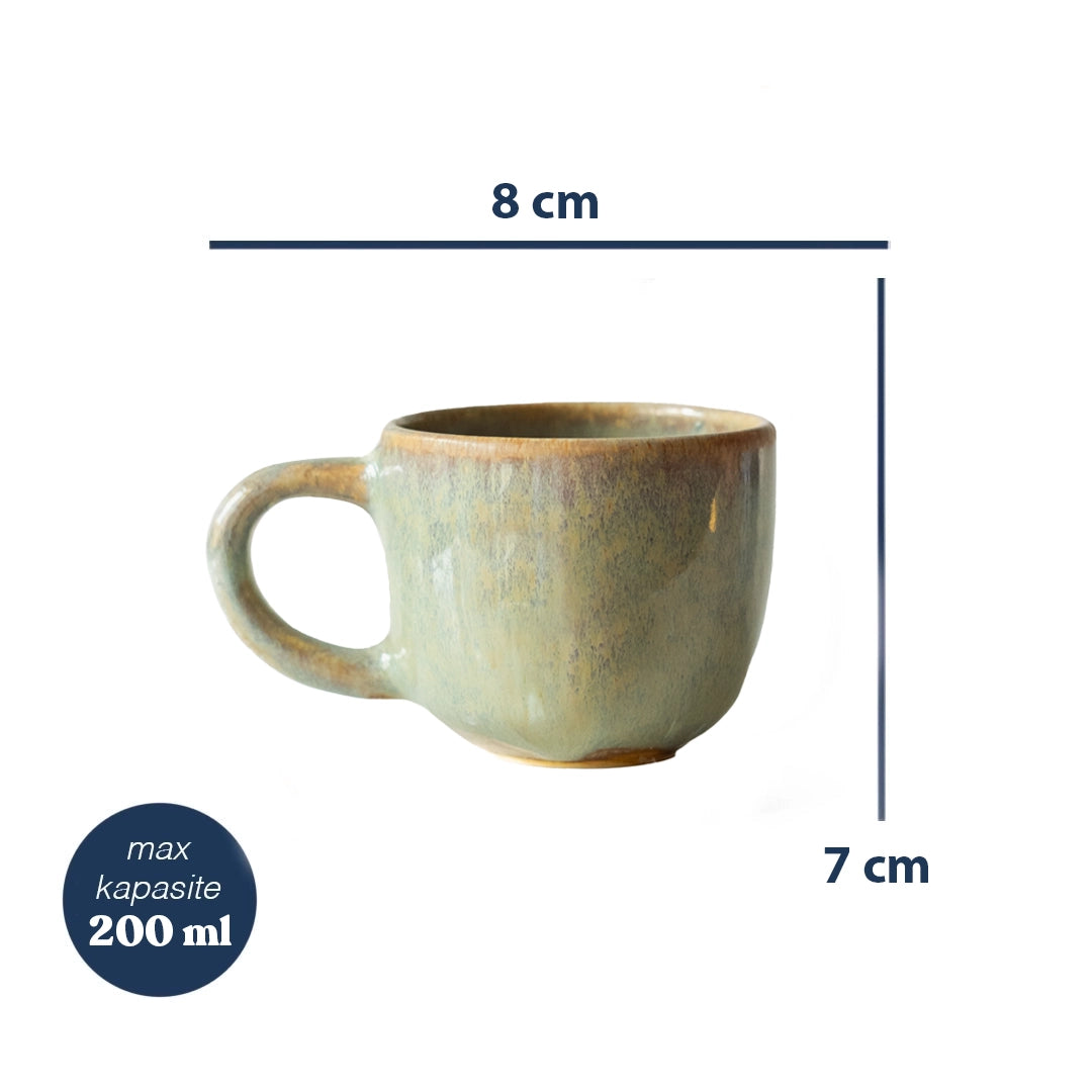 Stoneware Orta Boy Kupa - Müdavim Yeşil