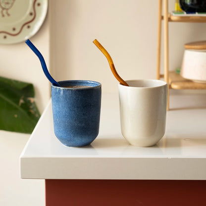 Stoneware Tumbler Bardak - İnci Beyaz