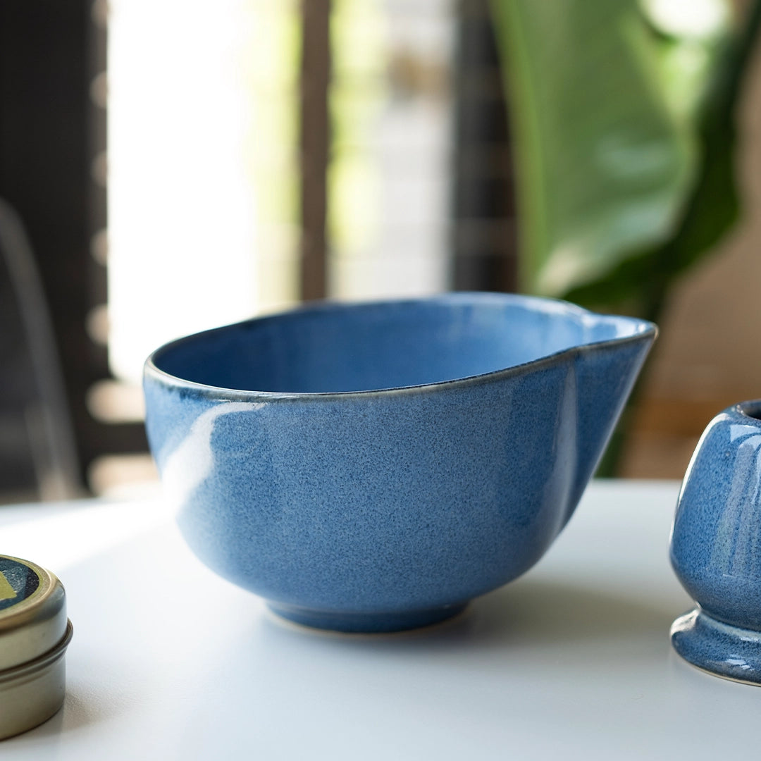 Matcha Ritüeli: Sayfi Mavi Matcha Kase+Whisk Tutucu+Bambu Whisk