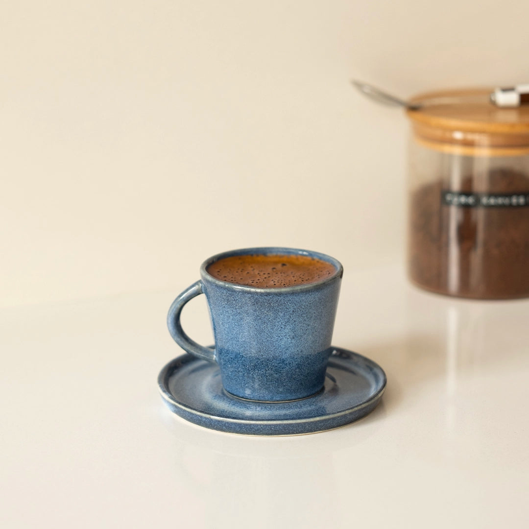 Stoneware Türk Kahvesi Fincanı - Sayfi Mavi