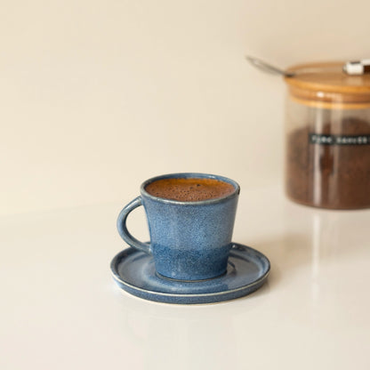 Stoneware Türk Kahvesi Fincanı - Sayfi Mavi