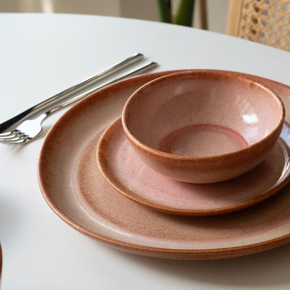 Stoneware Yemek Tabağı - Gonca Pembe