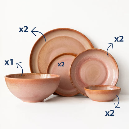 2 Kişilik Stoneware Yemek Takımı - Gonca Pembe