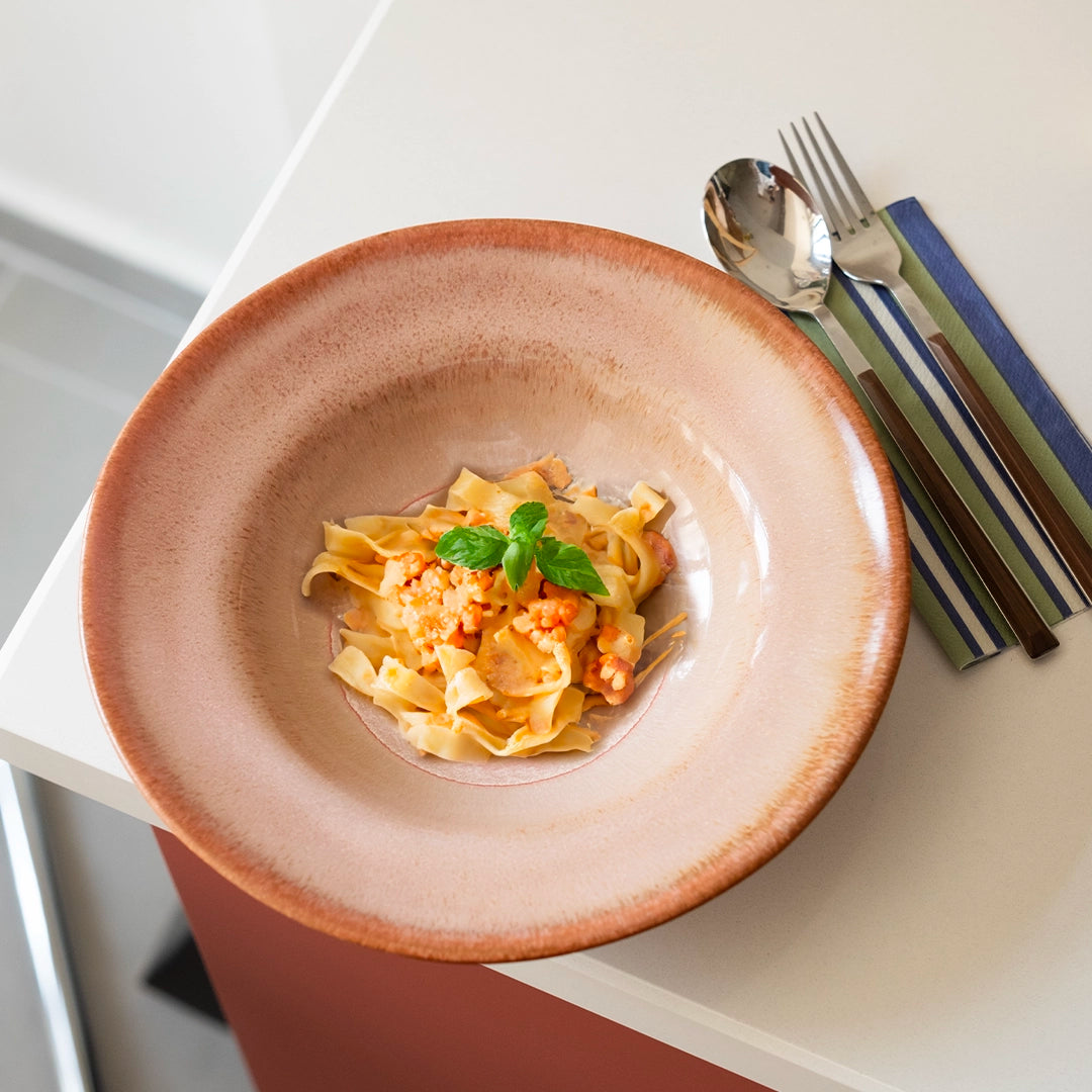 Stoneware Makarna Tabağı - Gonca Pembe