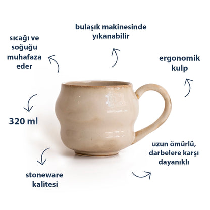 Stoneware Büyük Kupa - Sakin Taş
