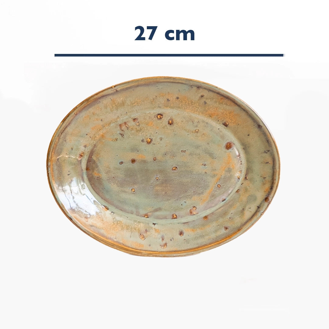 Stoneware Büyük Oval Tabak - Müdavim Yeşil