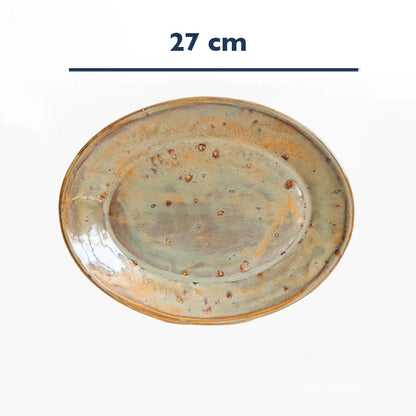 Stoneware Büyük Oval Tabak - Müdavim Yeşil