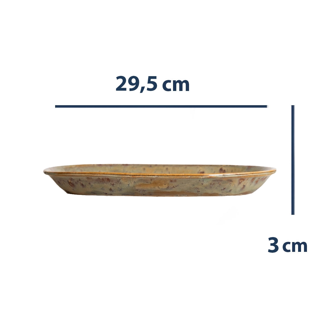 Stoneware Büyük Kayık Tabak - Müdavim Yeşil