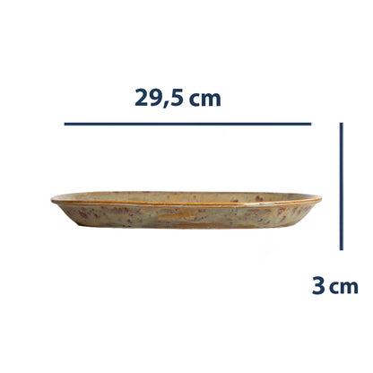 Stoneware Büyük Kayık Tabak - Müdavim Yeşil