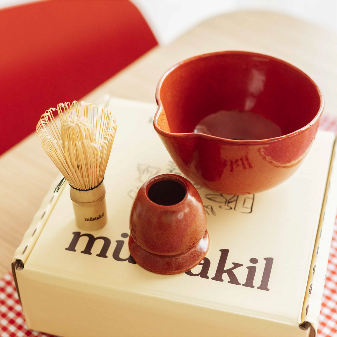 Stoneware Matcha Kasesi - Dem Kırmızı