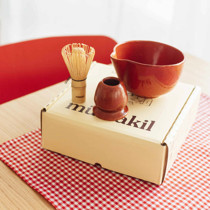 Yılbaşı Özel Matcha Hediye Seti - Dem Matcha Kase+Whisk Tutucu+Bambu Whisk