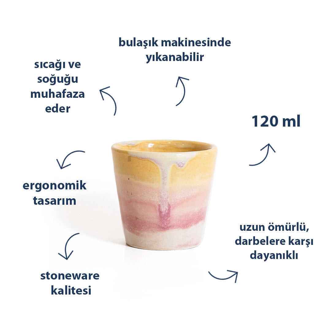 Stoneware Espresso Bardağı - Müdavim Pembe