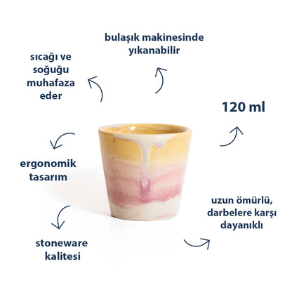 Stoneware Espresso Bardağı - Müdavim Pembe