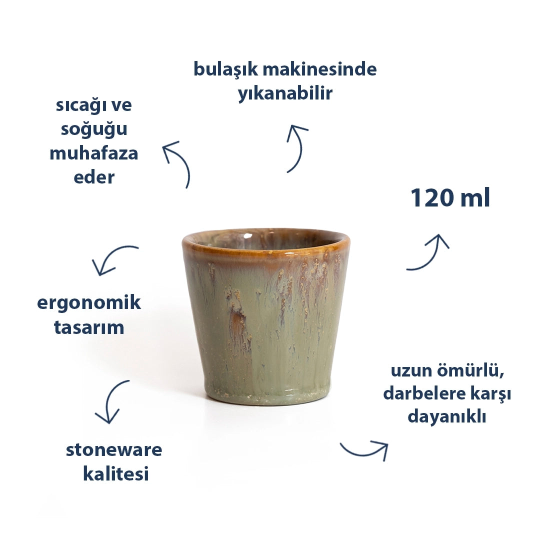 Stoneware Espresso Bardağı - Müdavim Yeşil