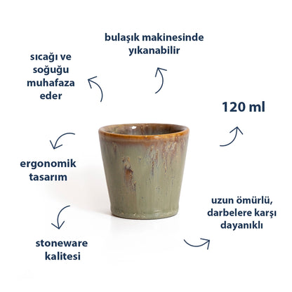 Stoneware Espresso Bardağı - Müdavim Yeşil