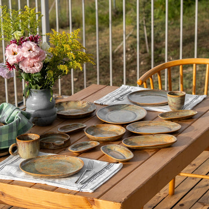 Stoneware Büyük Kayık Tabak - Müdavim Yeşil