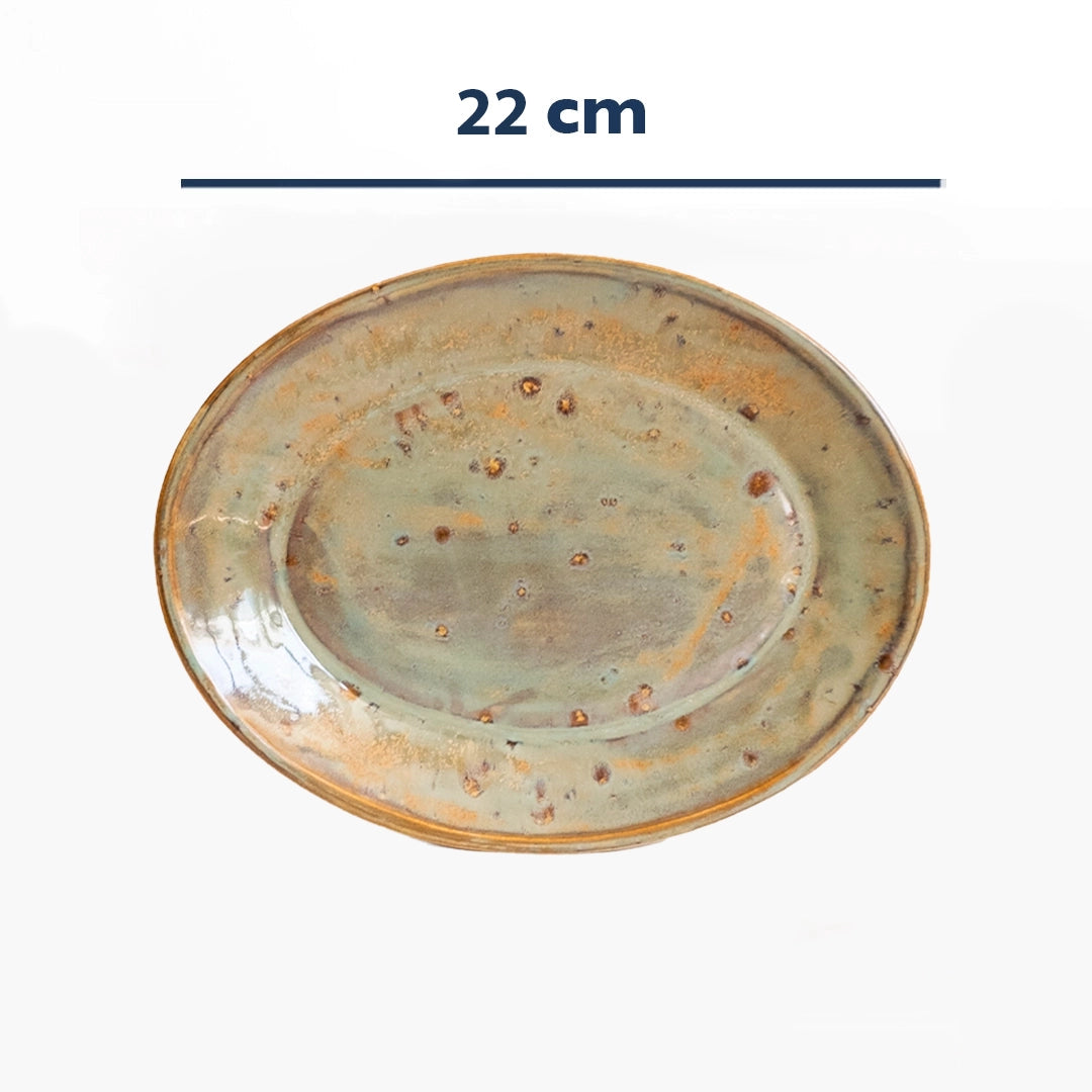 Stoneware Küçük Oval Tabak - Müdavim Yeşil
