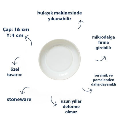 Stoneware Mezelik Tabak - İnci Beyaz