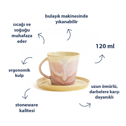 Stoneware Kahve Fincanı - Müdavim Pembe