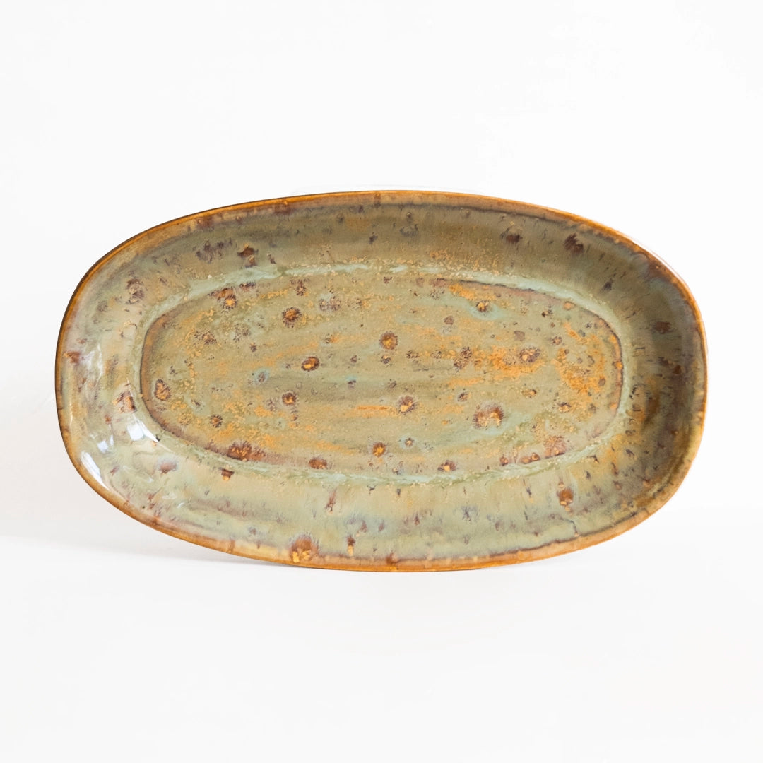 Stoneware Büyük Kayık Tabak - Müdavim Yeşil