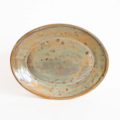 Stoneware Büyük Oval Tabak - Müdavim Yeşil
